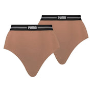PUMA High Waist Brief Dames Onderbroek - 2-pack - Mocca Mouse - Mocca Mouse - M