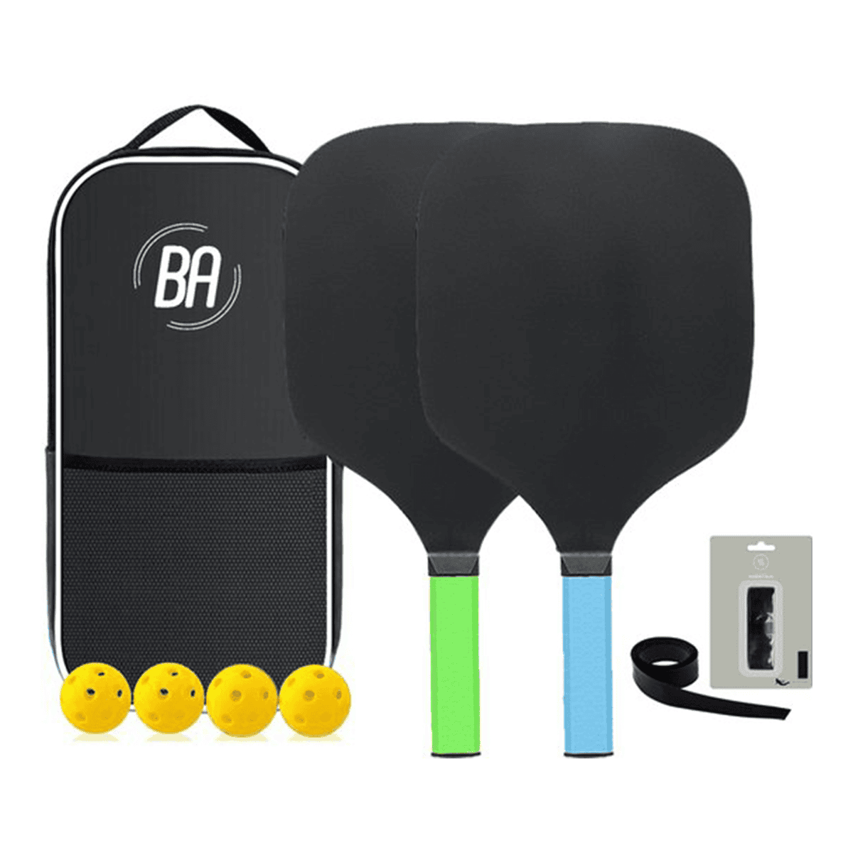 Pickleball Set - 2 Rackets & 4 Ballen - Groen/Blauw