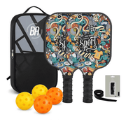 Pickleball Set - 2 Rackets & 4 Ballen - Carbon Fiberglass - Fun Smash - Blauw