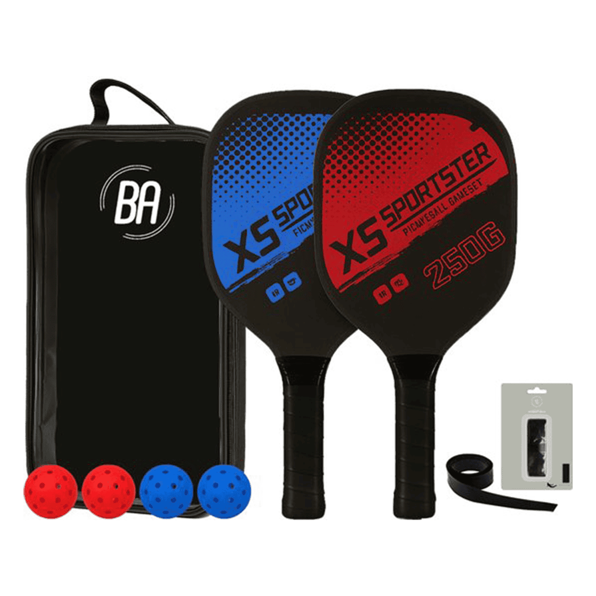 Pickleball Set - 2 Rackets & 4 Ballen - Rood/Blauw