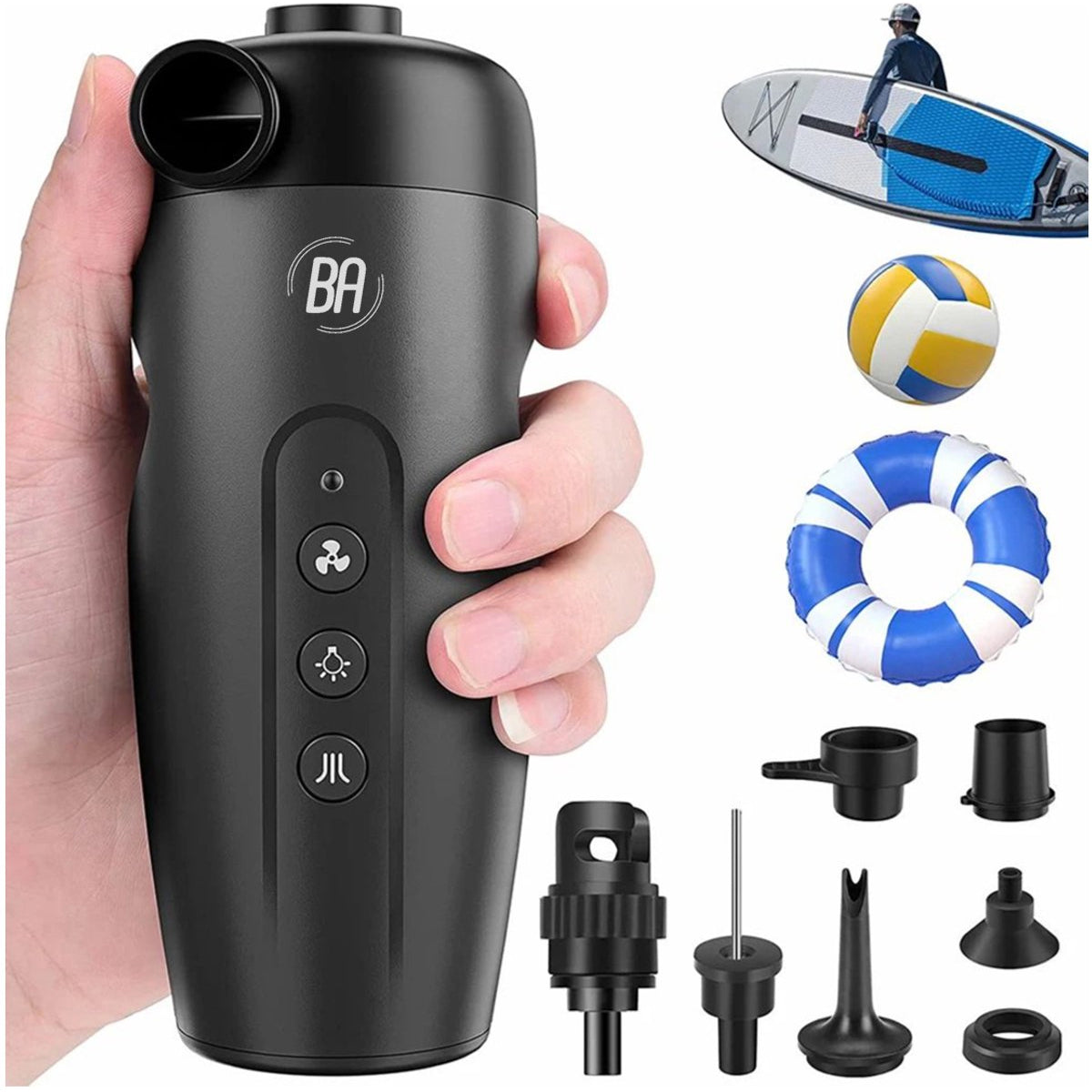 Best Active Draagbare Elektrische SUP Pomp - Draadloos & Automatisch - Opblazen & Leeglopen - Met 6 Ventieladapters