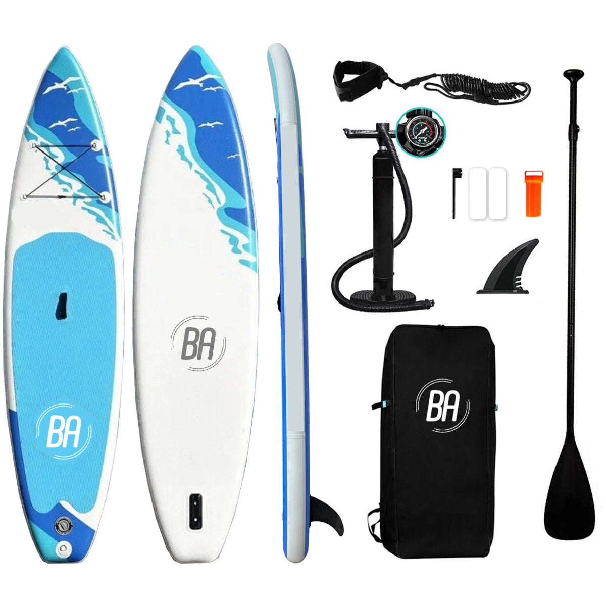 Best Active SUP Board Premium XXL - Opblaasbaar Paddle Board - 335x81x15 cm - Aqua/Blauw - SUP Boards