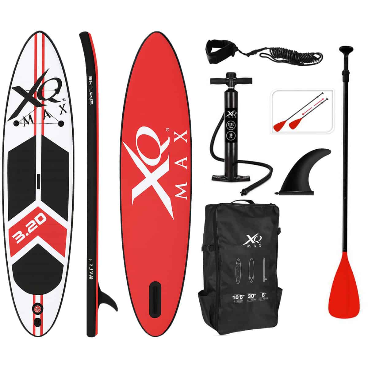 XQ Max SUP Board - Opblaasbaar Paddle Board - 320x76x15 cm - Rood - SUP Boards