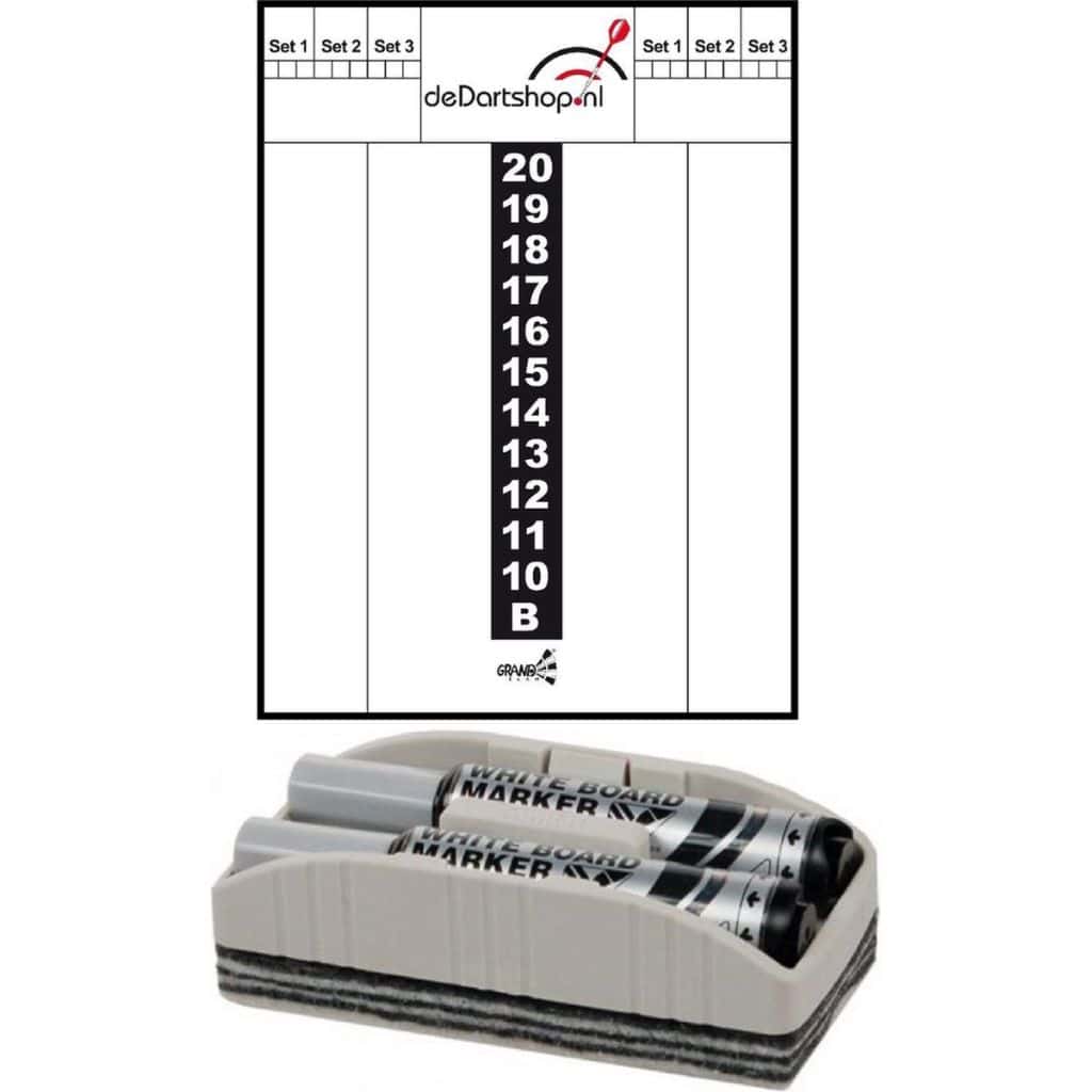 Dragon darts - Whitebord - plus wisser en 2 Maxiflo stiften - Wit