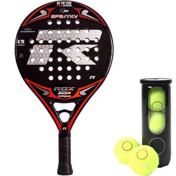 Rox R-Sparky Xtreme 3D Padel Racket Carbon - met 3 Padel Ballen
