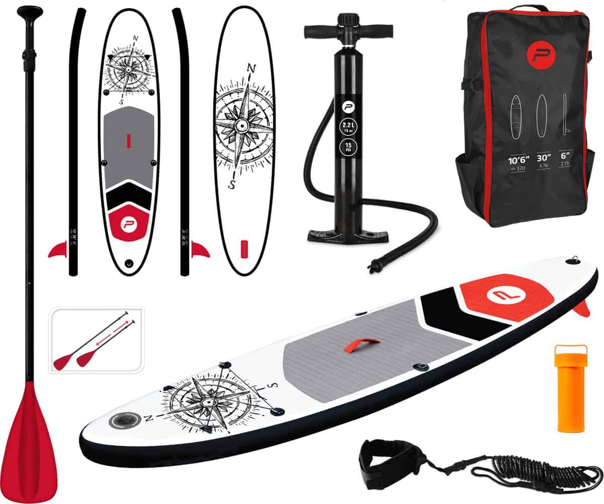 Pure4Fun SUP Board - Opblaasbaar Paddle Board - 305x71x10 cm - Kompas -  - SUP Boards
