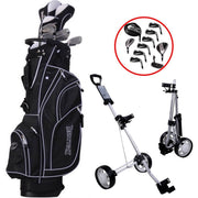 Spalding True Black Complete Golfset met Golftrolley - Golfset Heren - Graphite - Rechtshandig