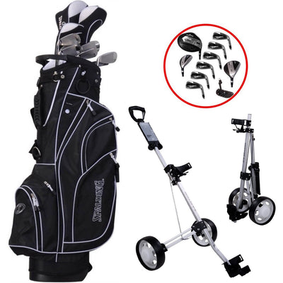 Spalding True Black Complete Golfset met Golftrolley - Golfset Heren - Graphite - Rechtshandig