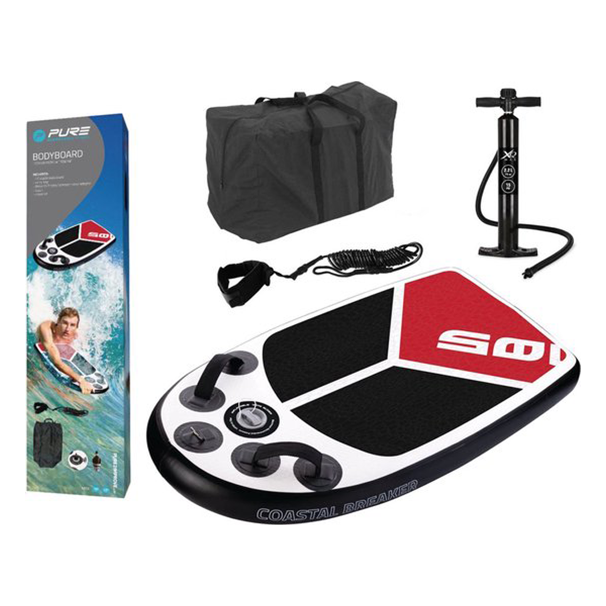 XQMax Bodyboard - Red Edition - Opblaasbaar - Orange and Black
