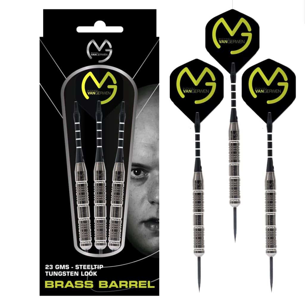 Michael van Gerwen 100% Brass 'tungsten look' 23 GR - Zwart/Groen