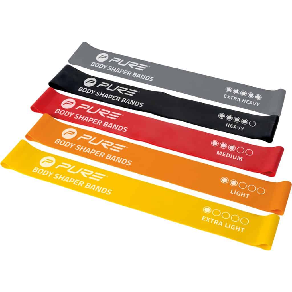 Pure2Improve Weerstandsbanden Set - 5 Stuks - GeelOranjeRoodZwartGrijs - 30x5 cm