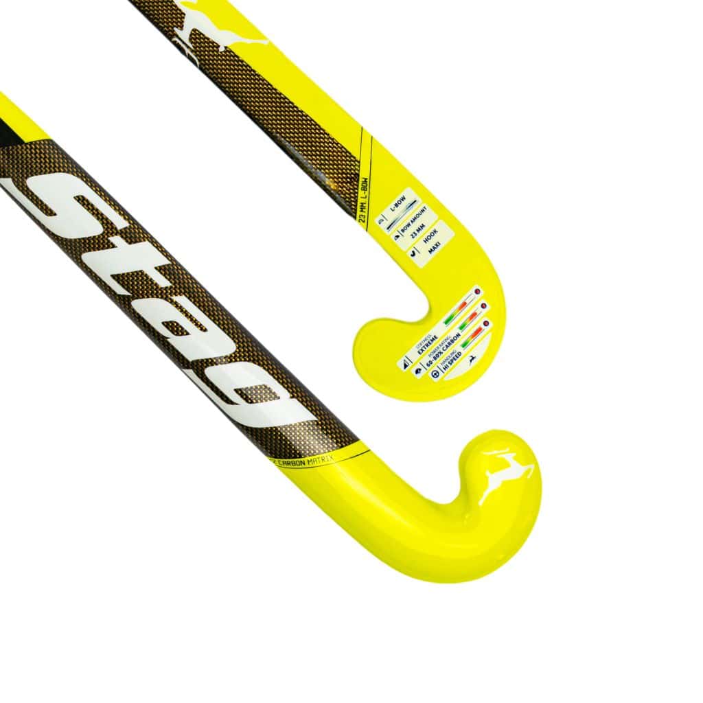 Stag Pro 7000 Hockeystick - L-Bow - 70% Carbon - Senior - Geel - Neon geel 36,5 inch