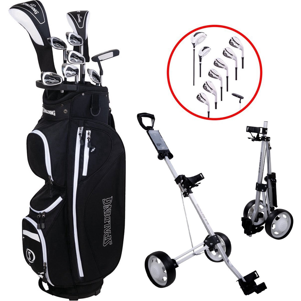 Spalding Tour 2 Complete Golfset met Golftrolley - Golfset Dames - Graphite - Rechtshandig